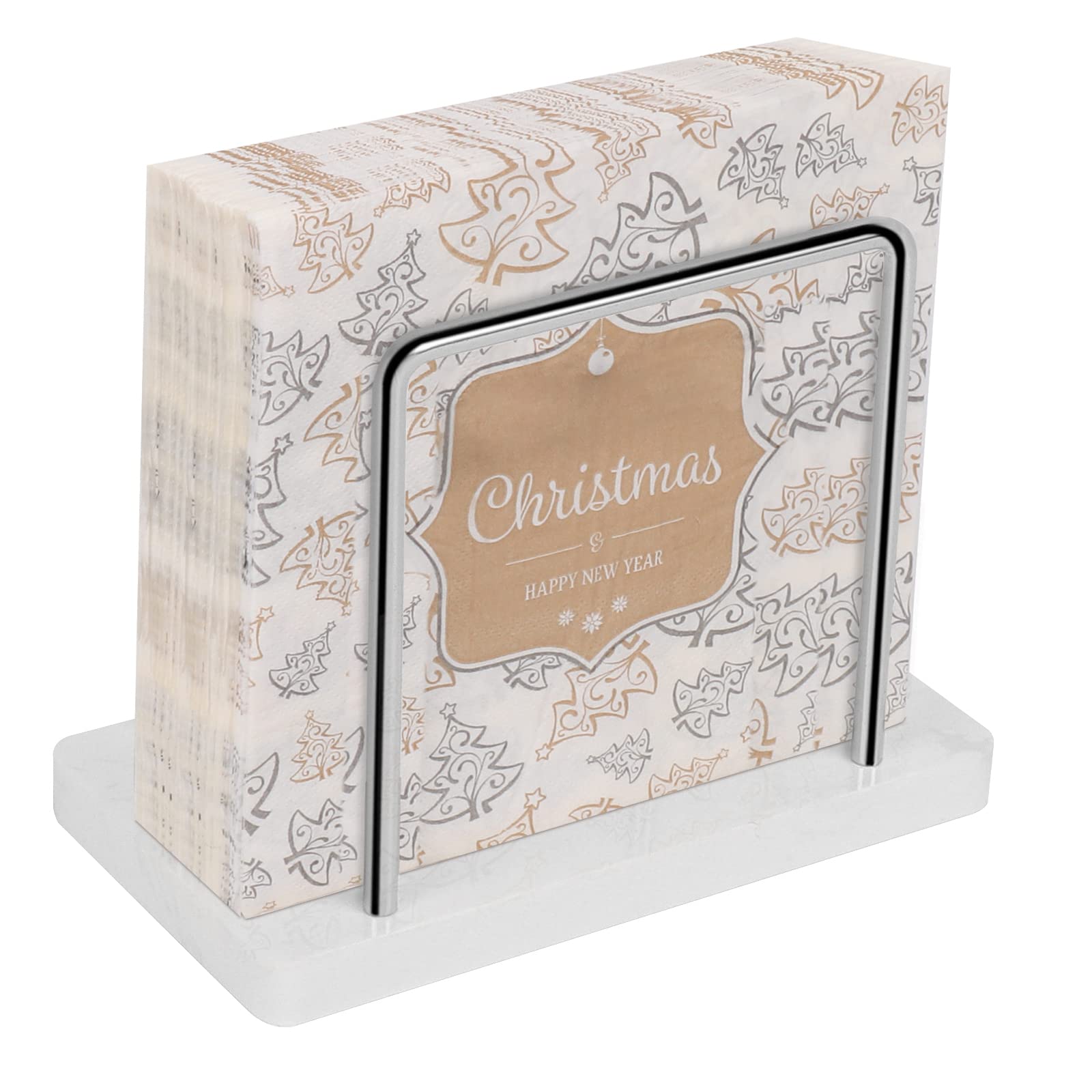 Livabber porta-servilletas de metal con base de mármol, ideal para ordenar la mesa.