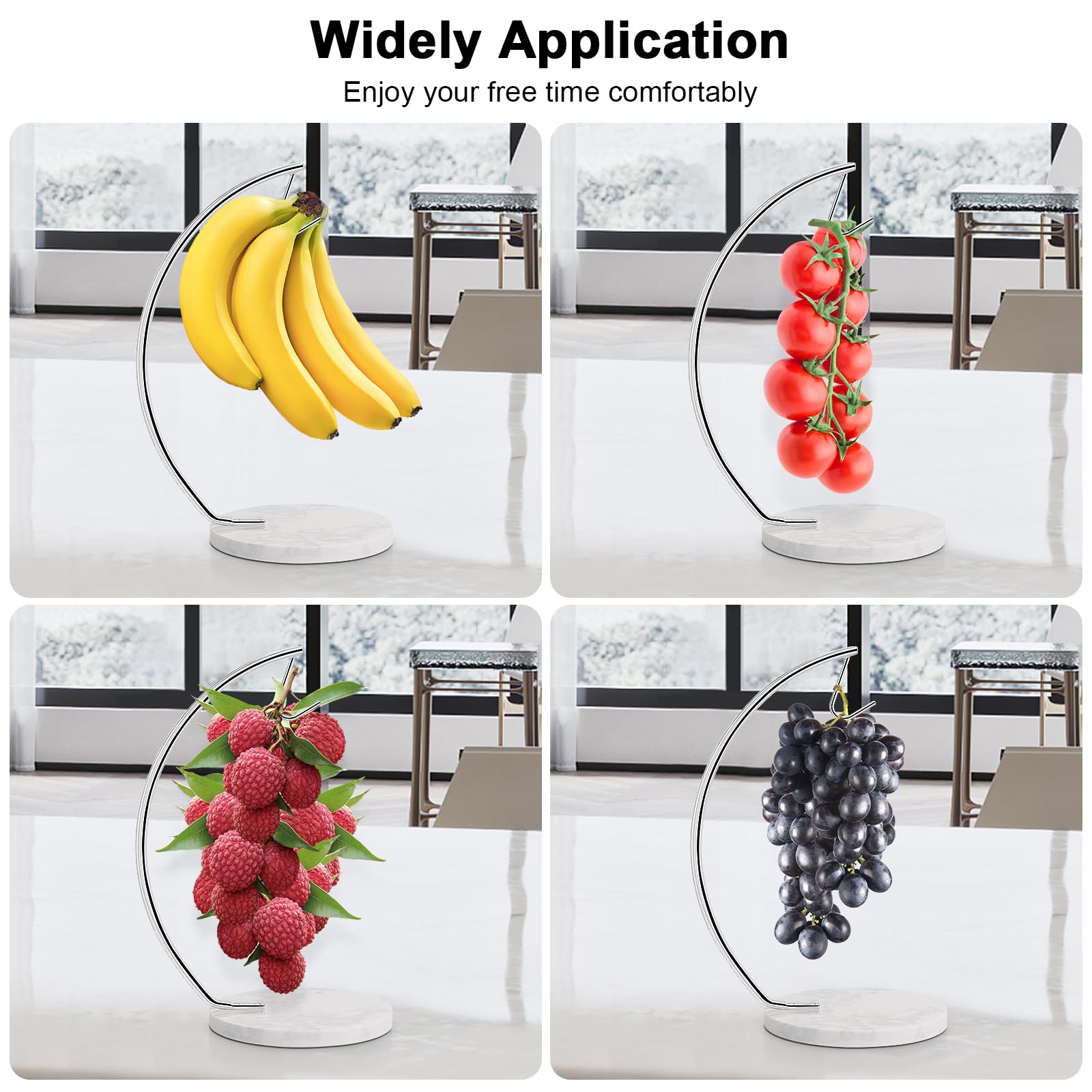 Livabber portabananas uso en cocina y sala con diseño sobrio y práctico.