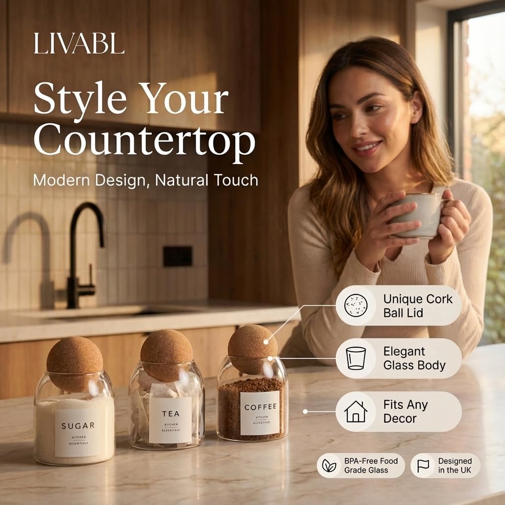 Tapa de corcho bola de Livabl para conservas de té y café