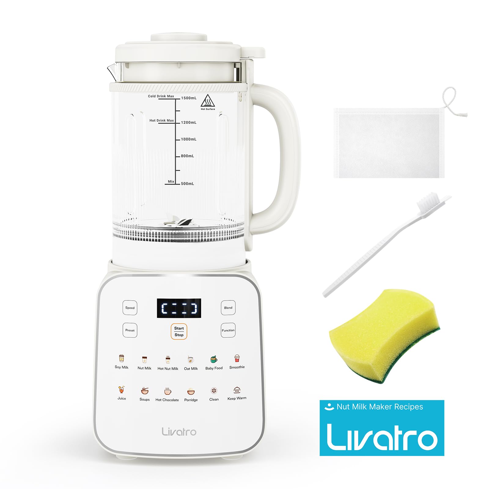 Accesorios incluidos por Livatro para comenzar a preparar leche vegetal
