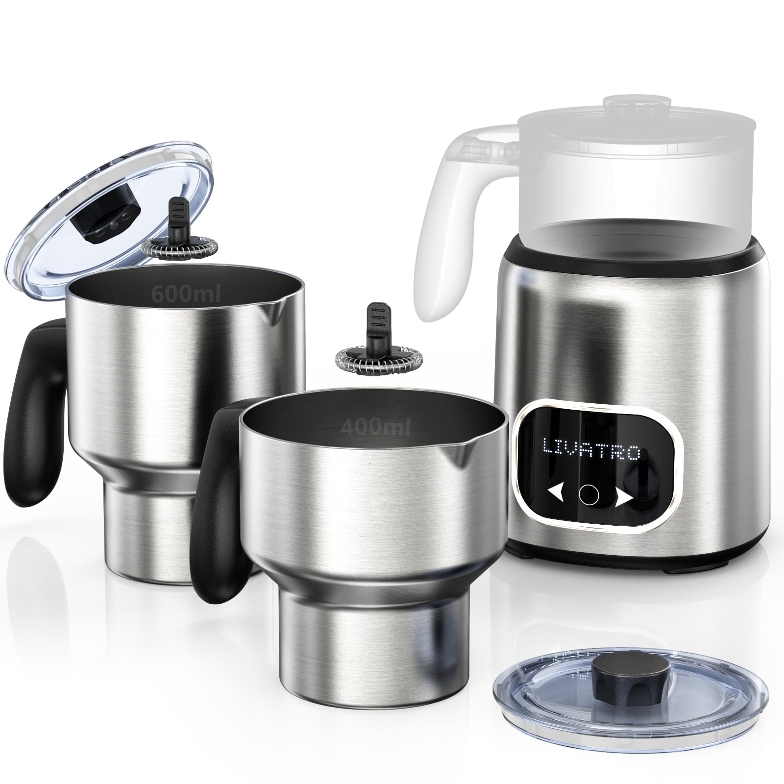 Livatro batidora de leche con dos tazas desmontables para familias ocupadas.