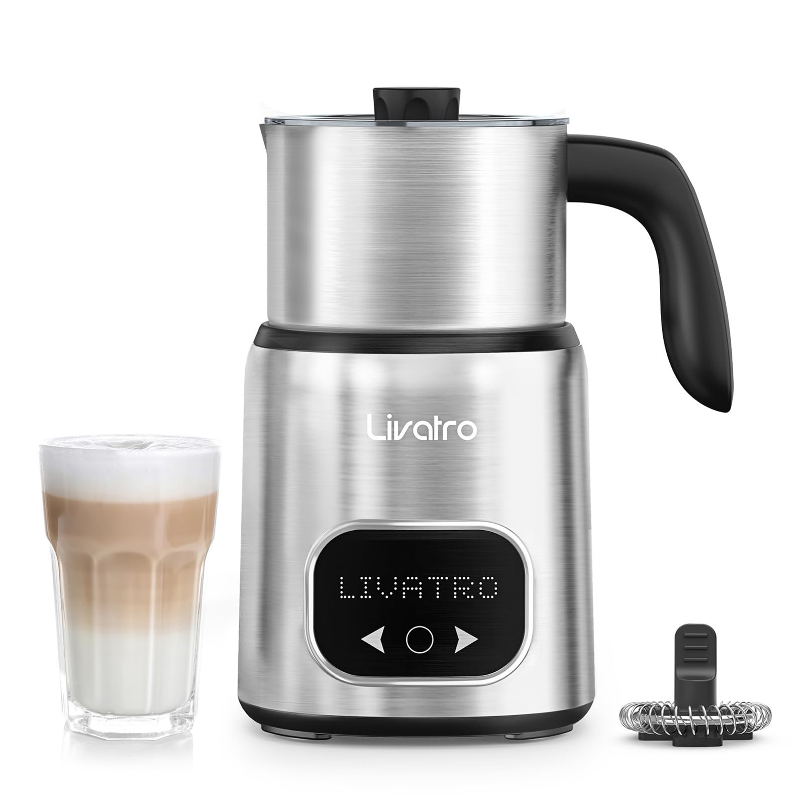Livatro espumador de leche 14 en 1, vista frontal, ideal para bebidas cremosas.