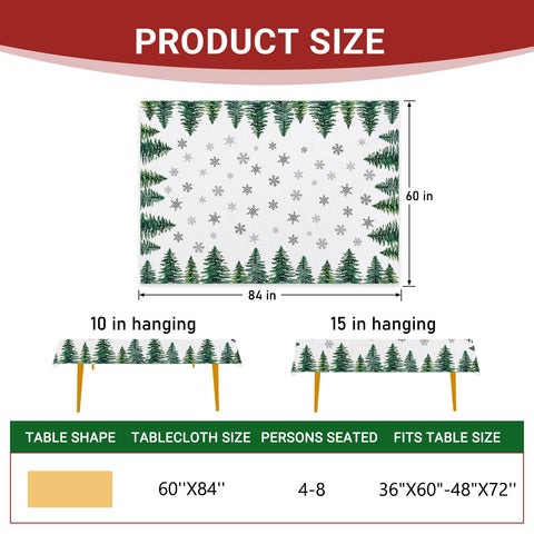Mantel Livcoz diseño navideño con pinos protege la mesa en la cena.