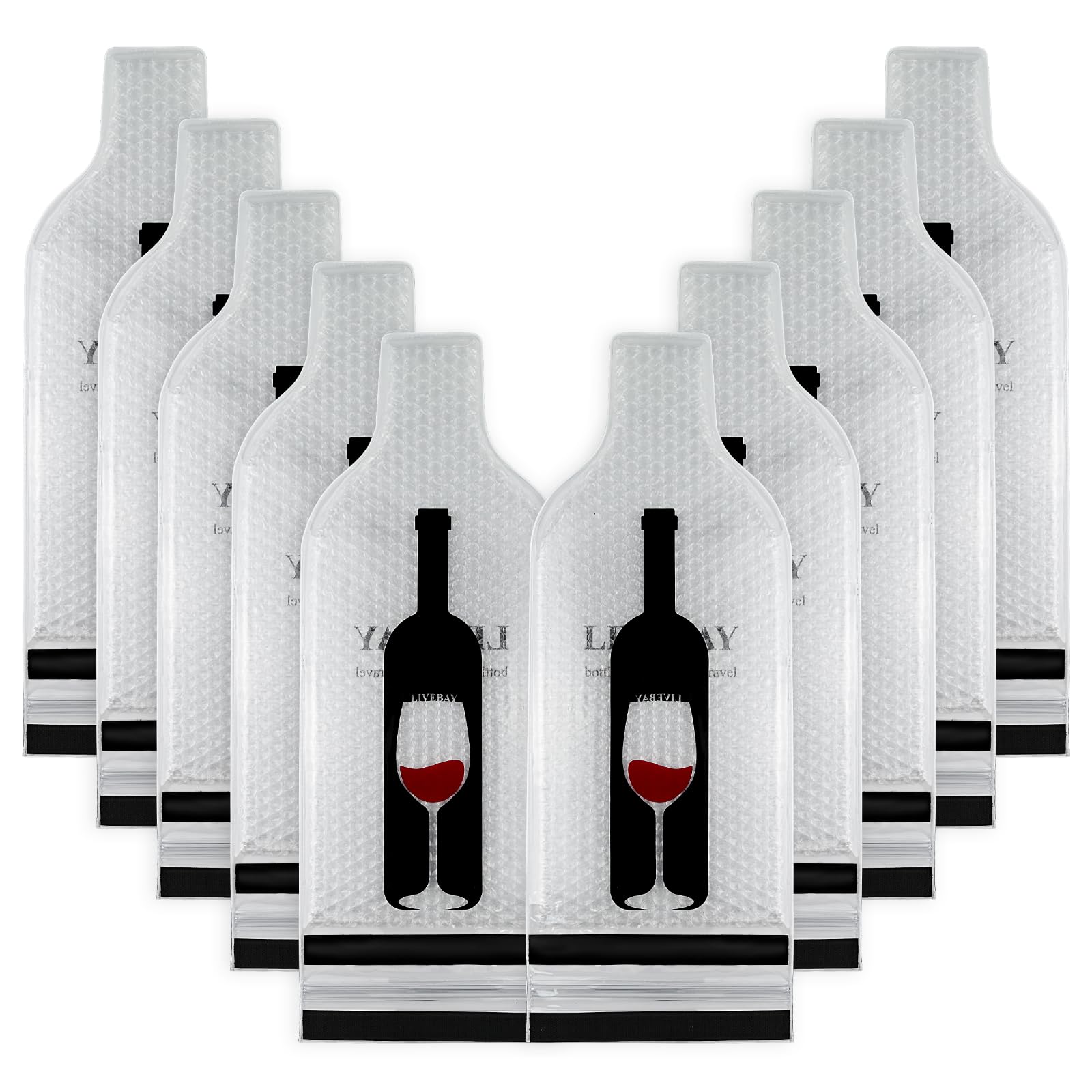 LIVEBAY protector vino viaje con doble cremallera para mayor seguridad en vuelos.