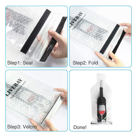 LIVEBAY funda protectora de vino reutilizable para viaje facilita embalaje y reduce residuos.
