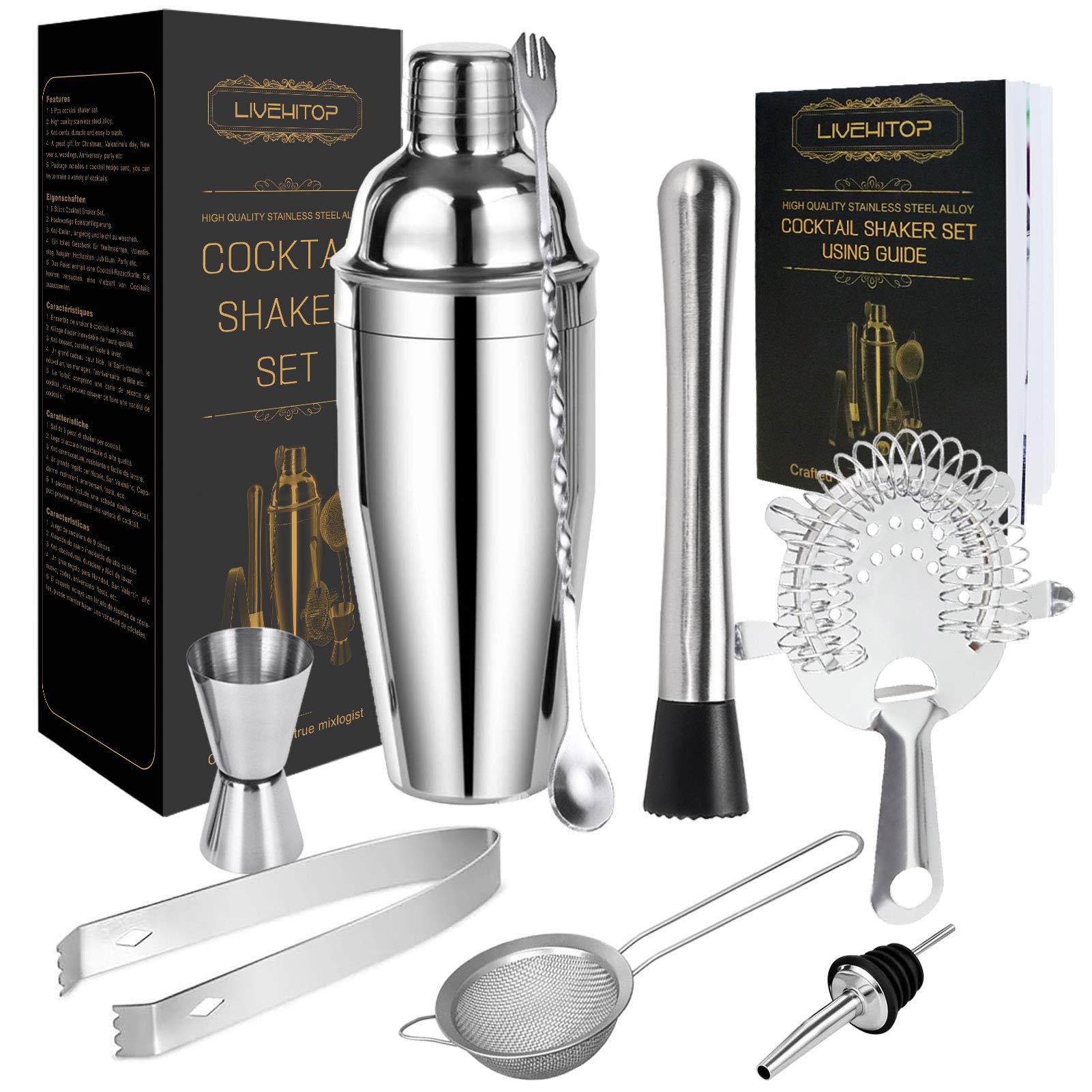 LIVEHITOP coctelera de 25 oz para bebidas en casa