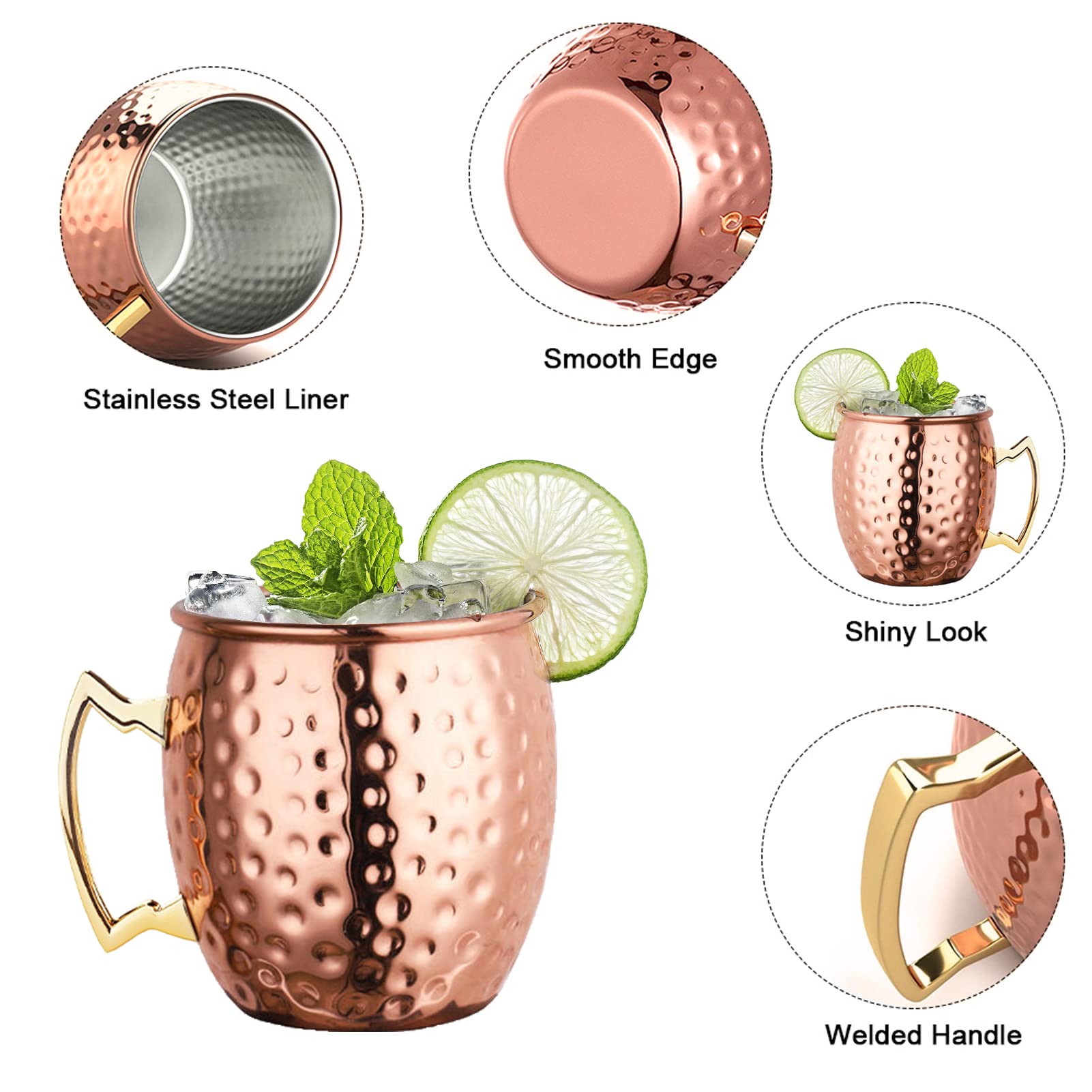 LIVEHITOP Moscow Mule acabado pulido y borde suave para beber