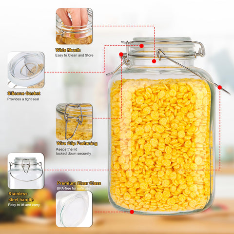 LIVEKOOQ frascos con asa de acero inoxidable para transporte cómodo.