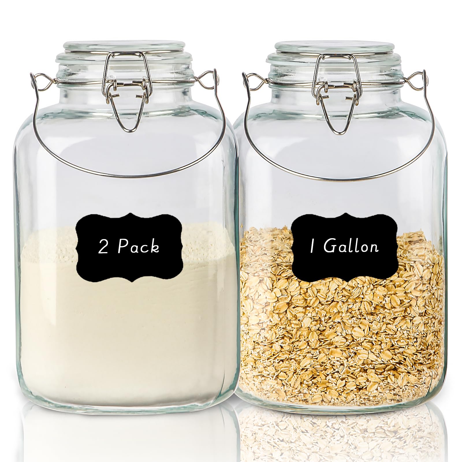 LIVEKOOQ frascos de vidrio 1 galón con tapa hermética para almacenamiento seguro.