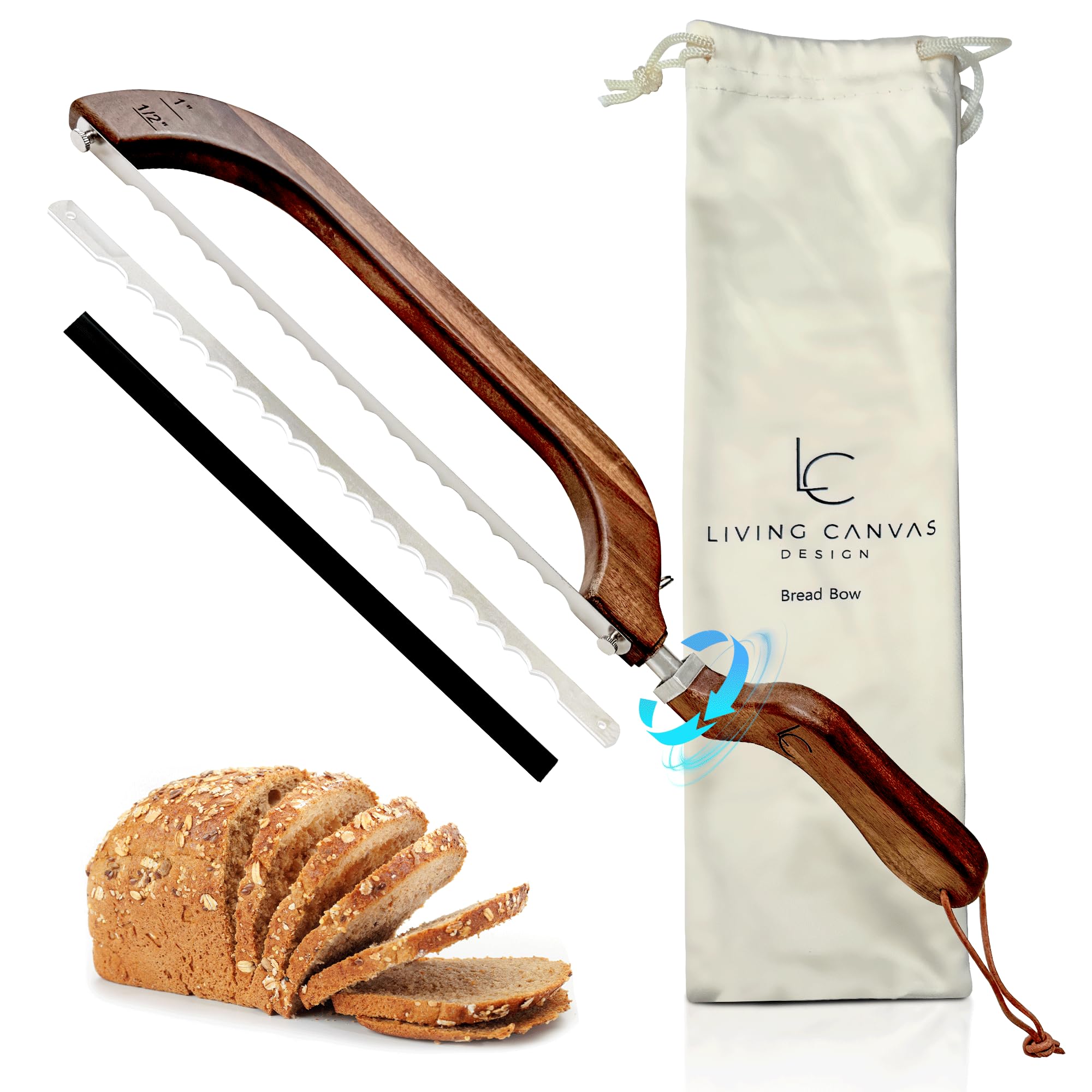 Living Canvas Design cuchillo arco para pan con mango de madera para cortes suaves