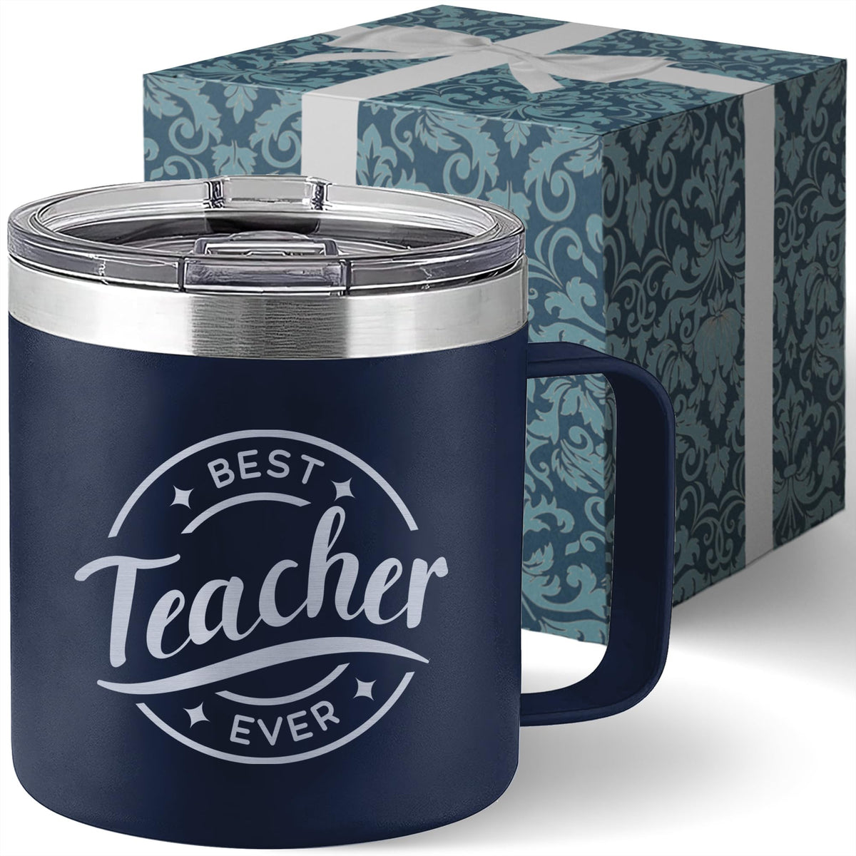 Livinges Best Teacher Ever Tumbler frente: café sin derrames para la aula