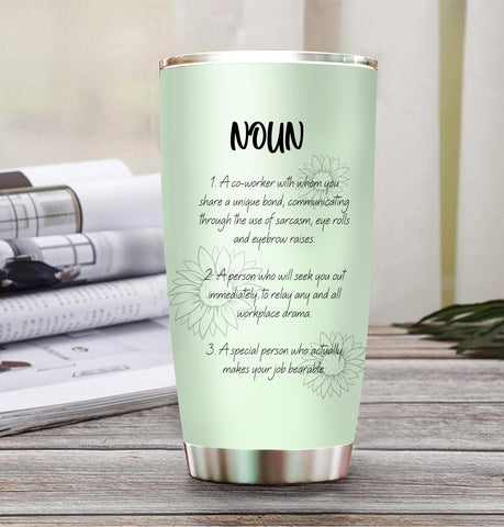 Livinges Funny Work Bestie Tumbler 20oz, mantiene bebidas calientes 6h y frías 12h.