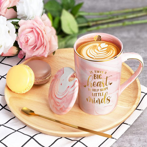 Livinges taza agradecimiento mensaje rosa, ideal para docentes
