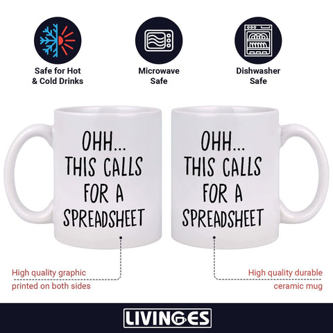 Taza Livinges con frase para hoja de cálculo, ideal para alegrar la jornada.