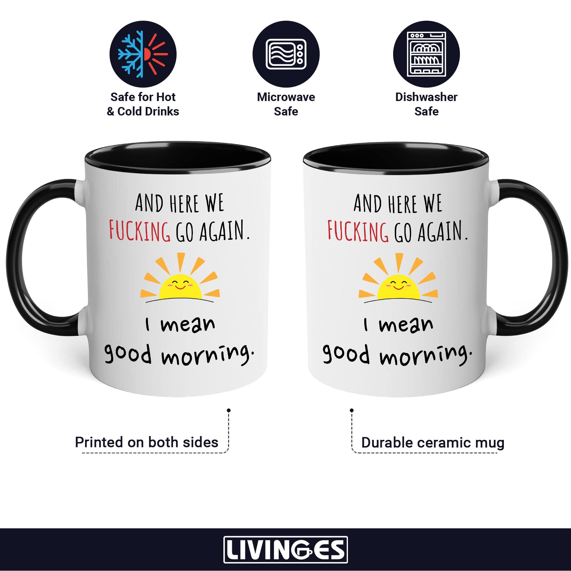 Livinges taza duradera apta para lavavajillas y microondas, uso diario seguro.