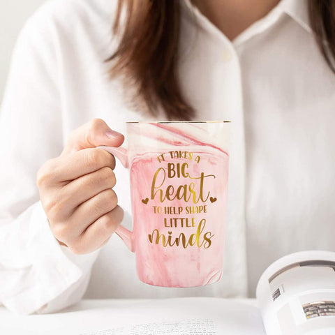 Livinges taza Navidad maestra rosa 12 onzas, regalo festivo