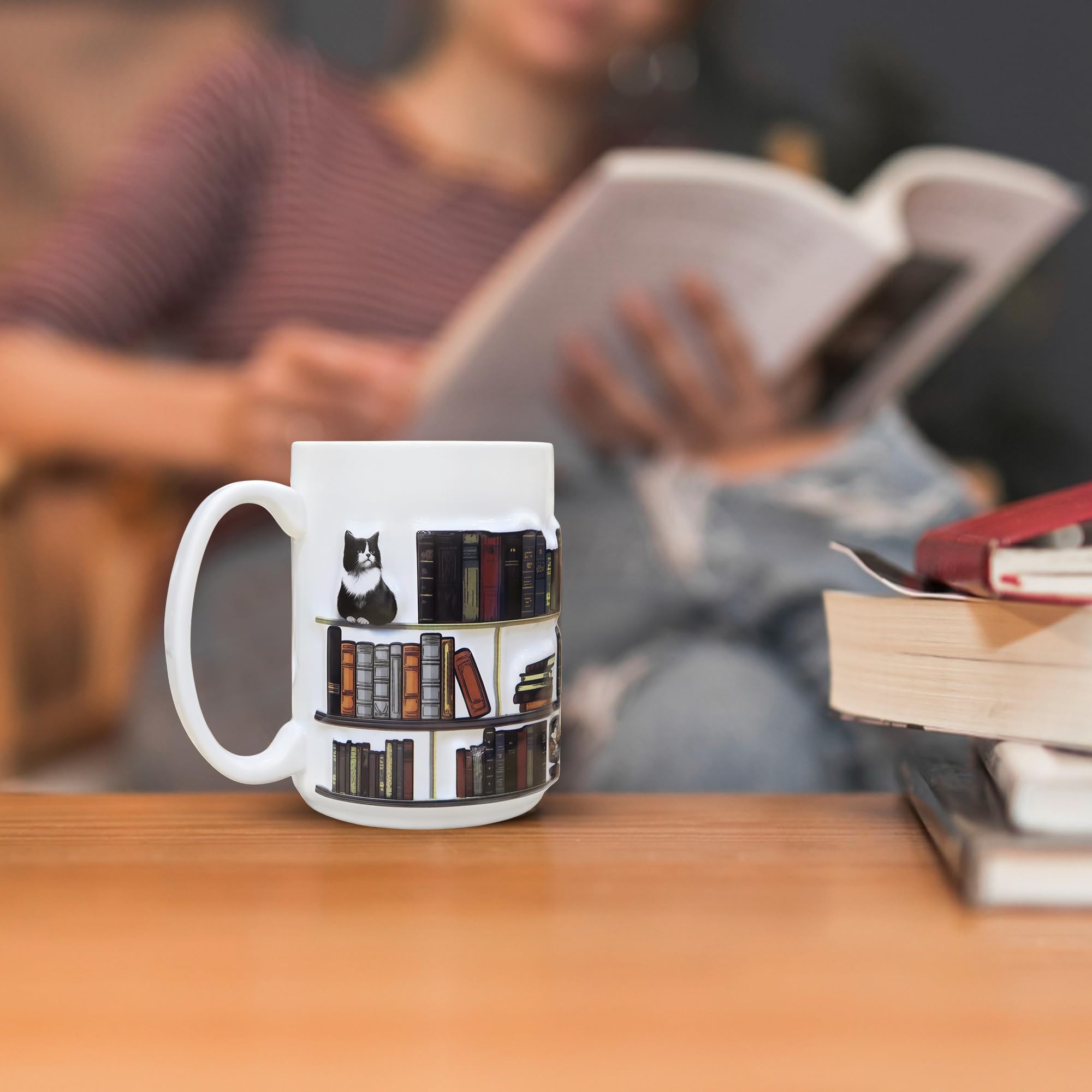 Livinges taza-regalo para amantes de libros y gatos, lista para regalar.