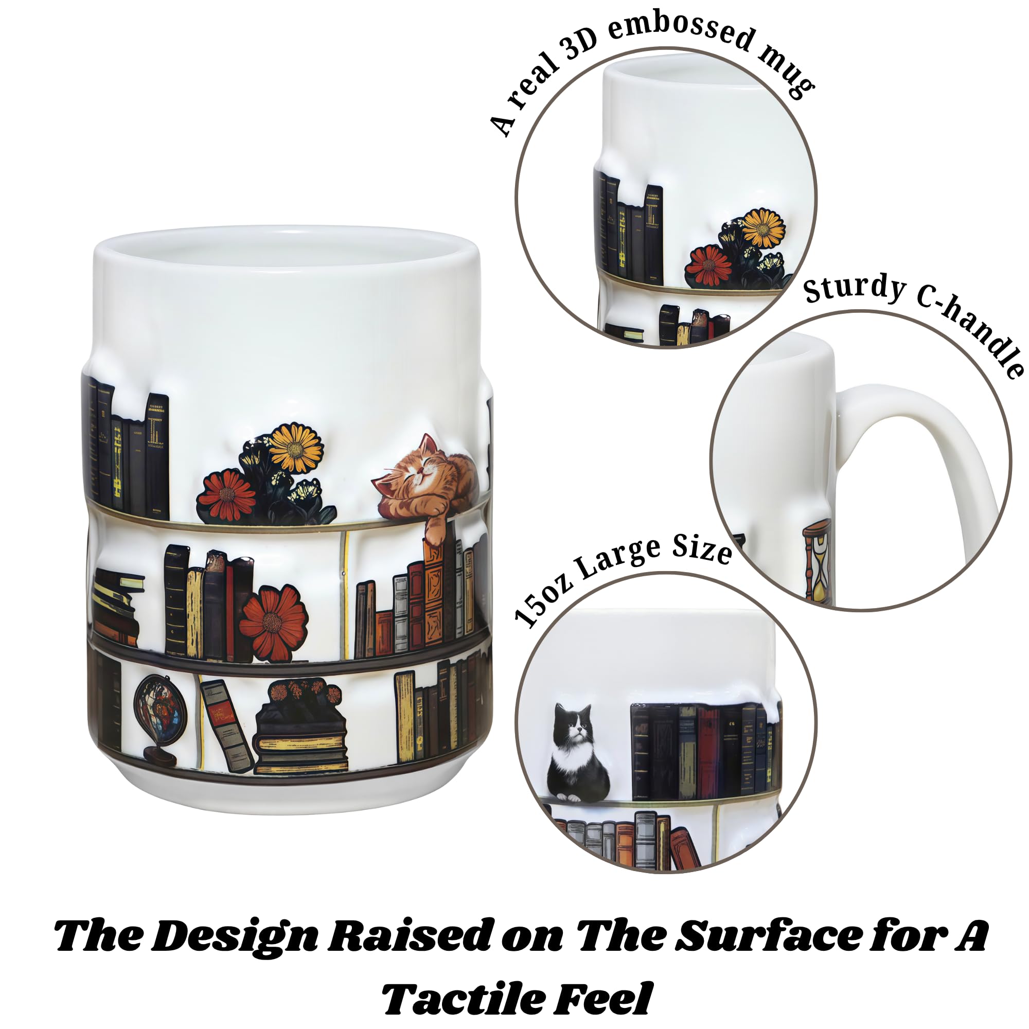 Livinges taza-regalo para lectores y amantes de gatos, perfecta para sorprender.