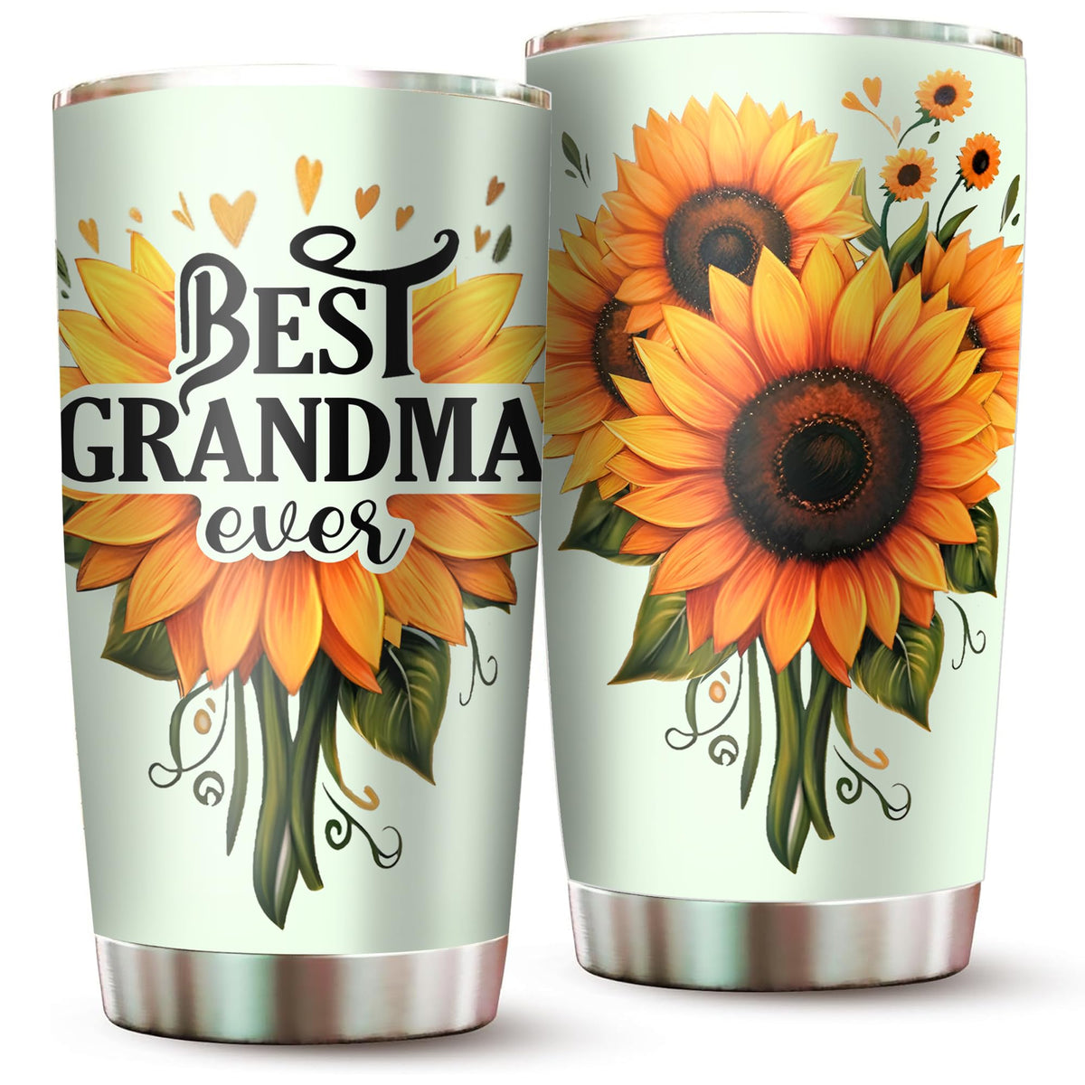 Vaso térmico Livinges para abuela con girasol, mantiene café caliente