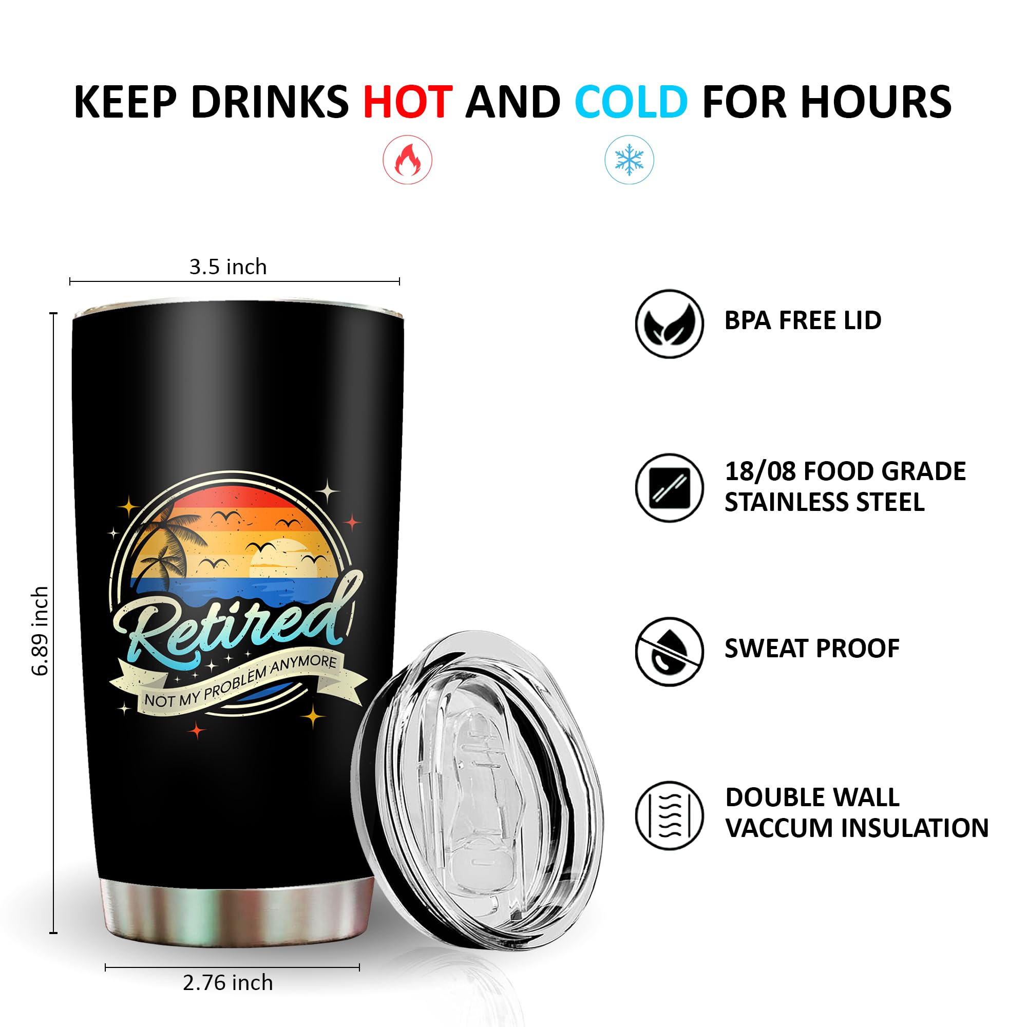 Livinges vaso térmico Retiro Feliz 20oz tapa: cierre práctico para uso diario