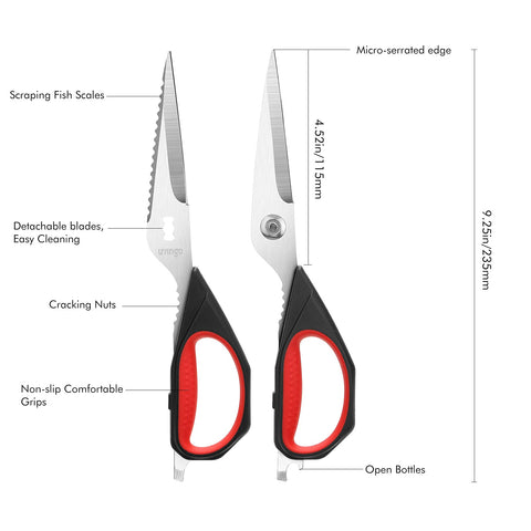 Tijeras LIVINGO con puntas micro-serradas para materiales resbaladizos.