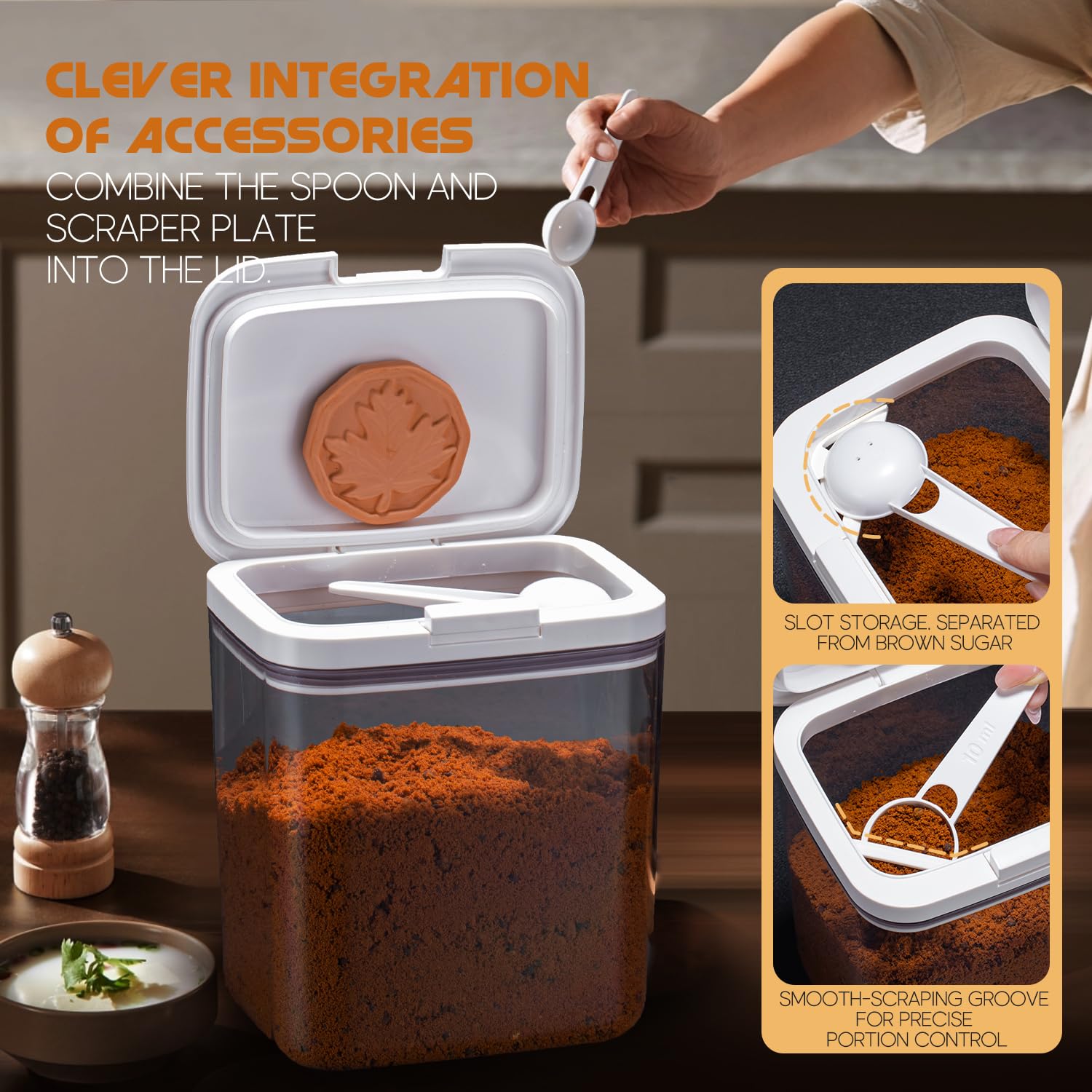 LivLab Cuchara adjunta bajo la tapa para medir cantidades