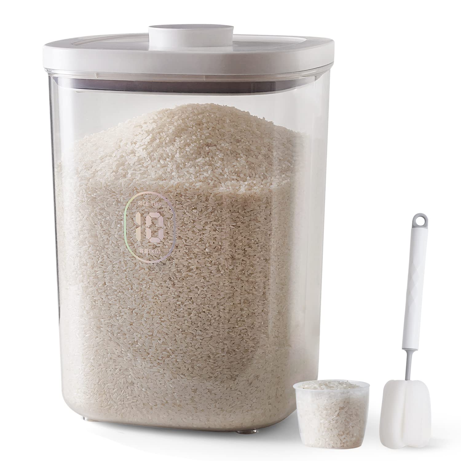 LivLab dispensador de arroz, mantiene el grano fresco y evita derrames.