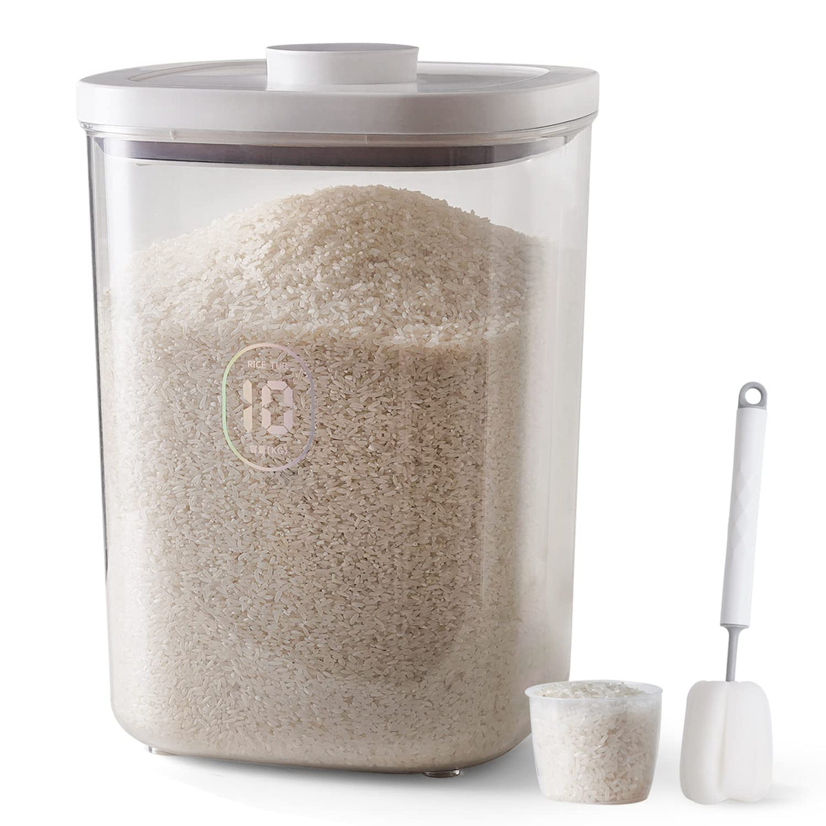 LivLab dispensador de arroz, mantiene el grano fresco y evita derrames.