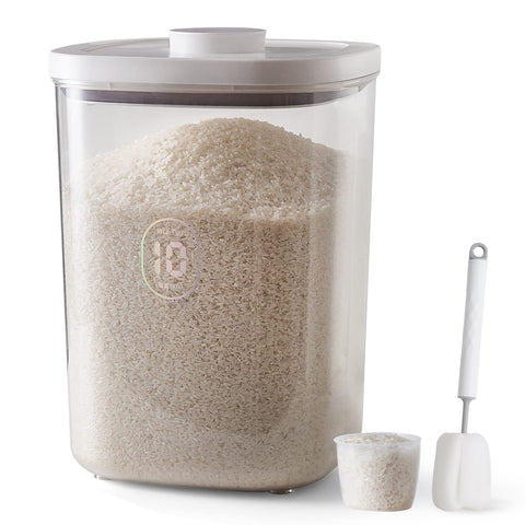 LivLab dispensador de arroz, mantiene el grano fresco y evita derrames.