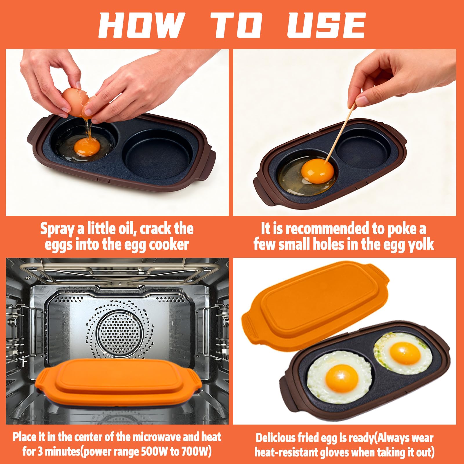 Cocedor de huevos Livoanah en color naranja para cocinas modernas.
