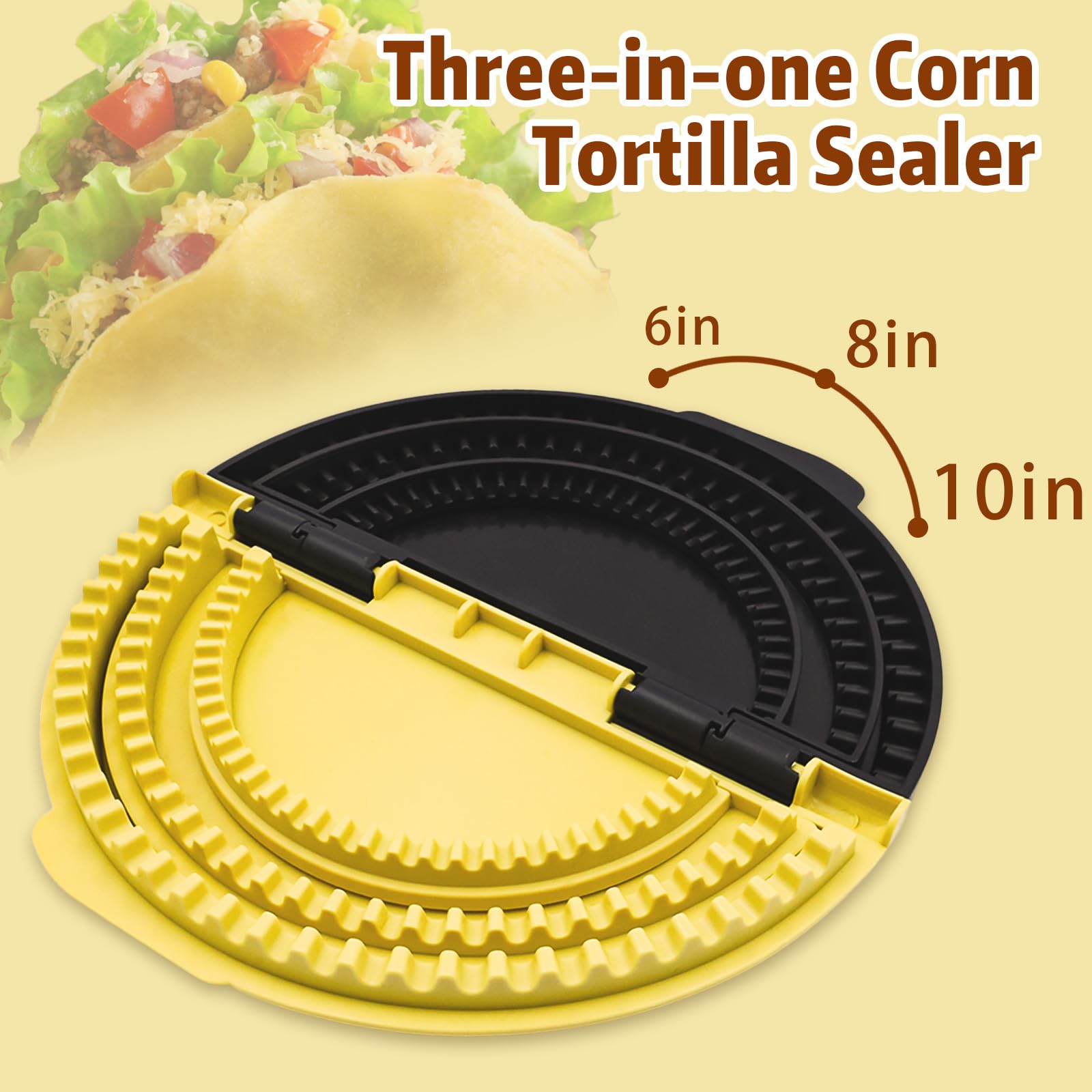 Livoanah sealador de tortillas 8 pulgadas con base removible para porciones medianas.