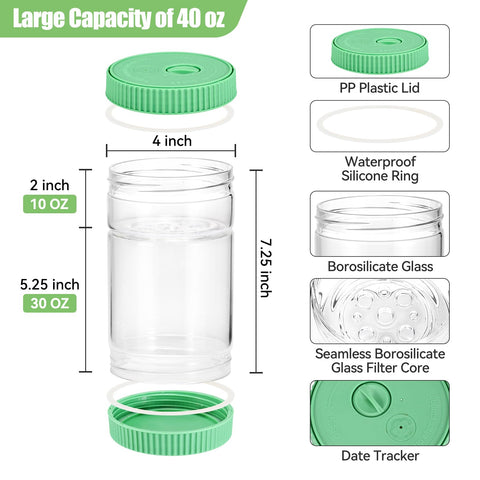 livsgnista frasco vidrio 40oz materiales saludables para alimentos fermentados.