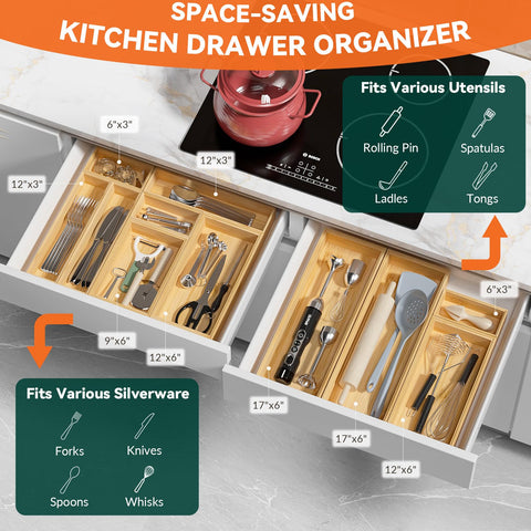 Lixple organizador de cajón de bambú para baño, apilable y práctico.