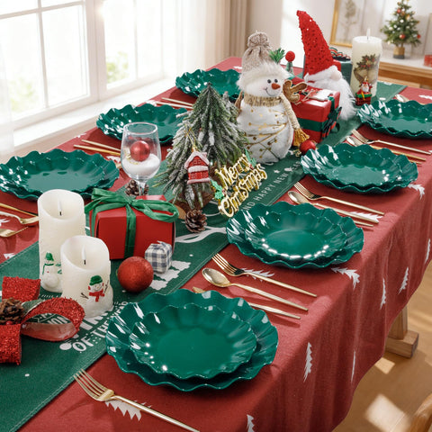 LIYH conjunto platos navidad verdes veinticinco piezas, versatilidad festiva