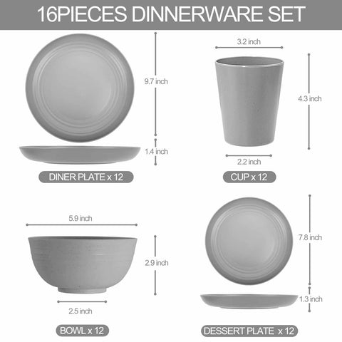 LIYH platos de cena grises de 10 pulgadas para comidas familiares fáciles de servir.