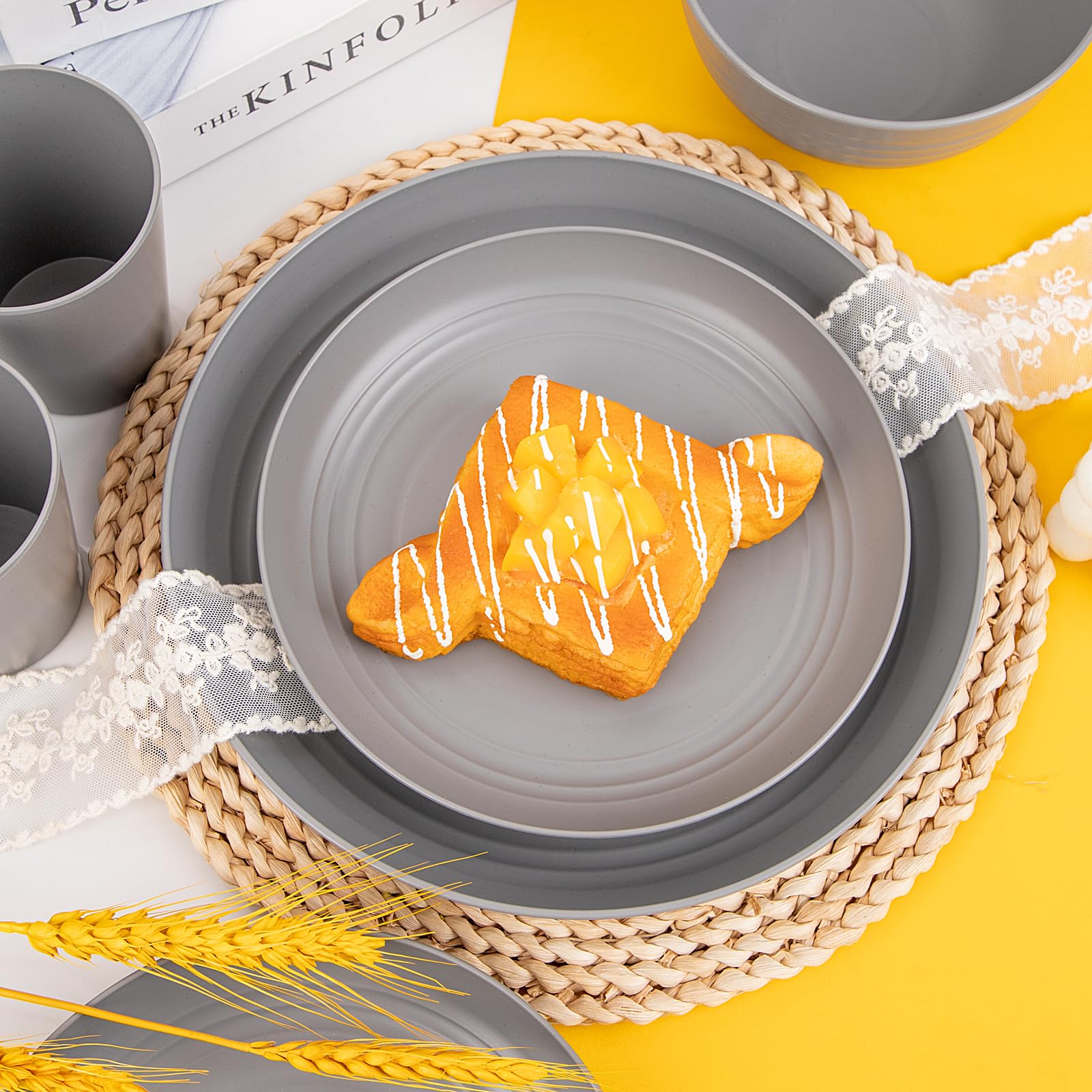 LIYH tazas de 12 onzas en gris, duraderas para bebidas y postres.