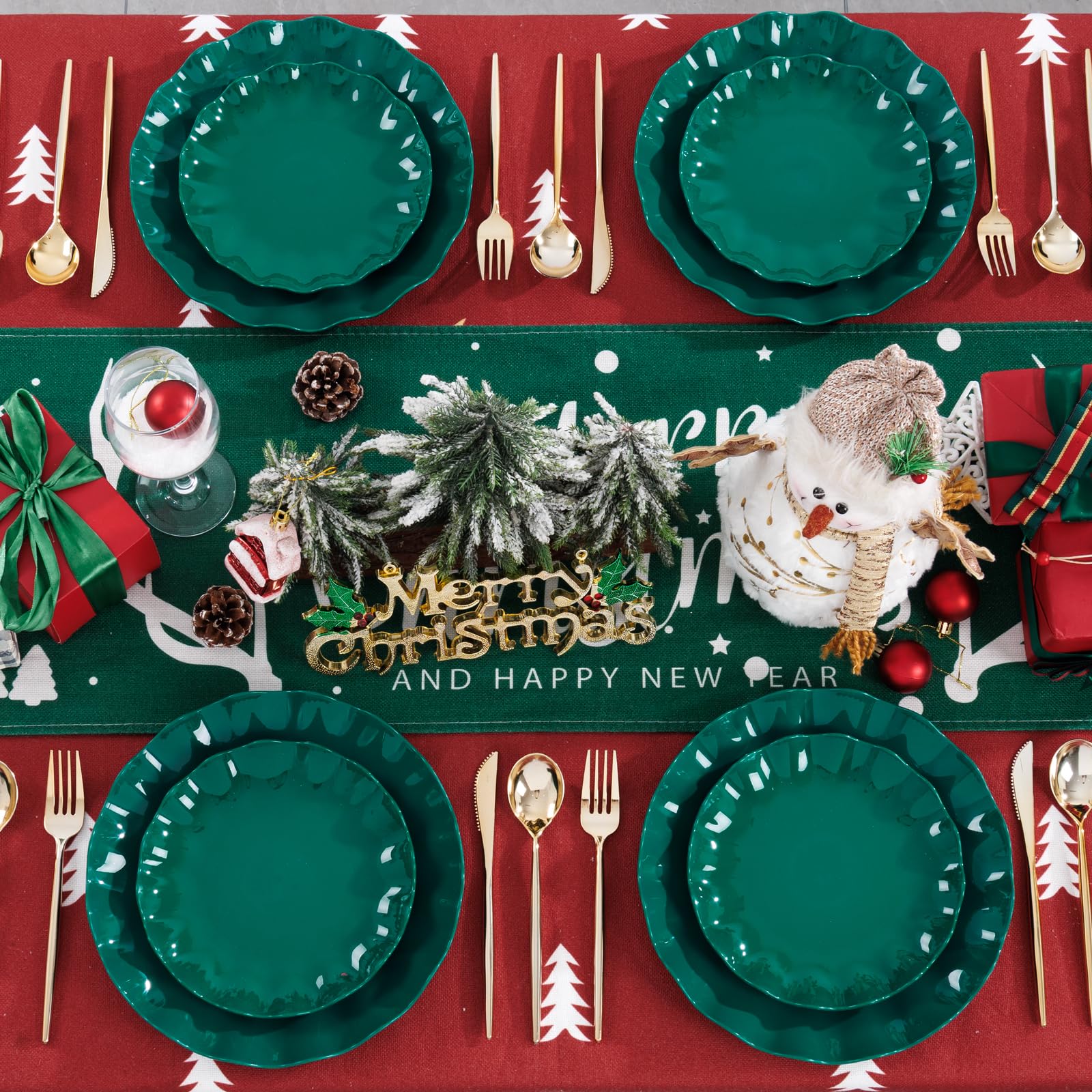LIYH platos navidad verdes aptos lavavajillas, limpieza rápida