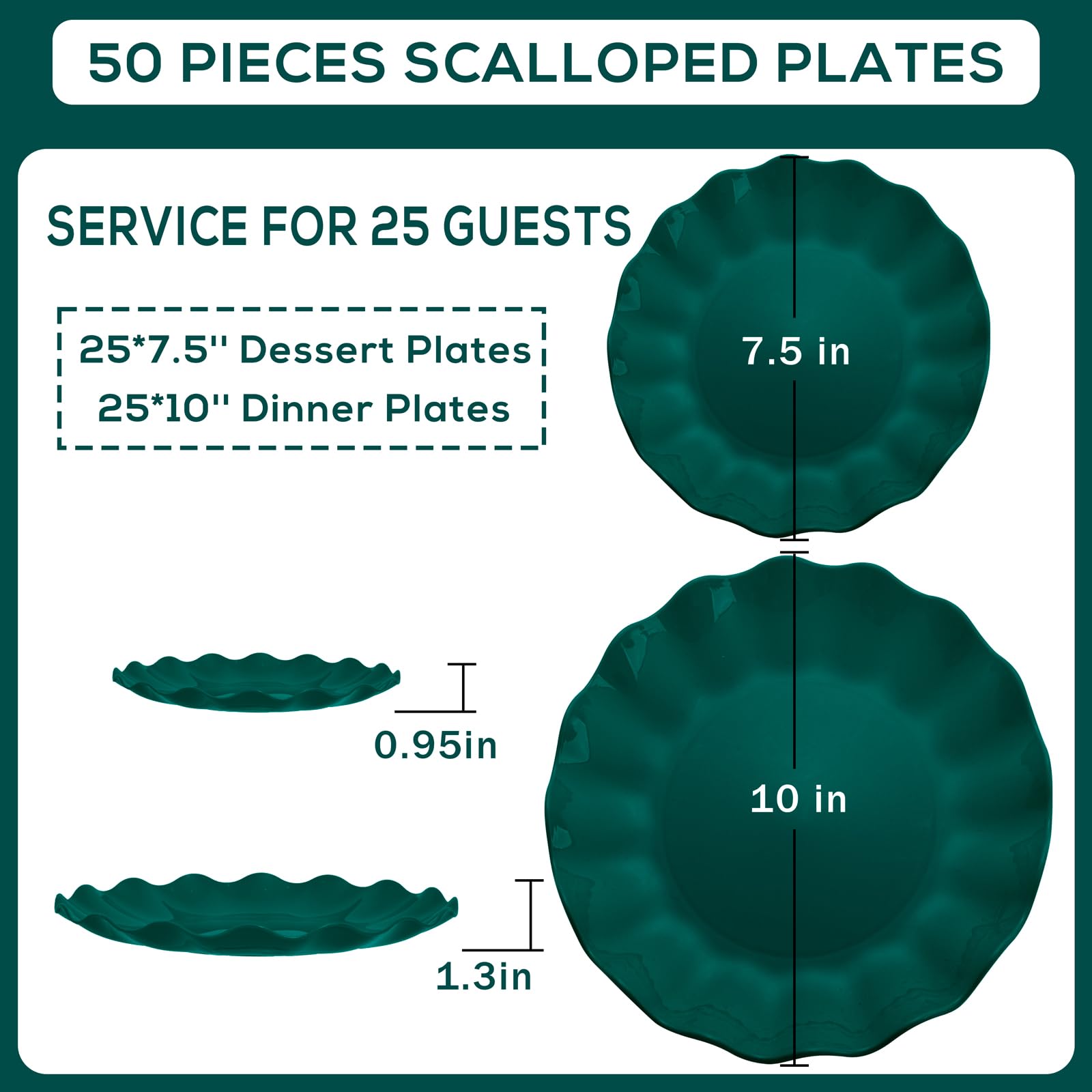 LIYH platos navidad verdes borde abanico, diseño elegante para mesa