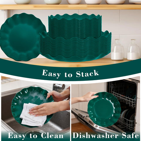 LIYH platos navidad verdes para reuniones familiares, reutilizables