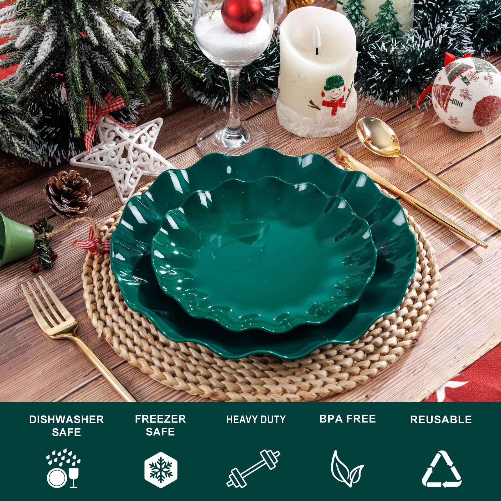 LIYH platos navidad verdes siete pulgadas, ideales para postres