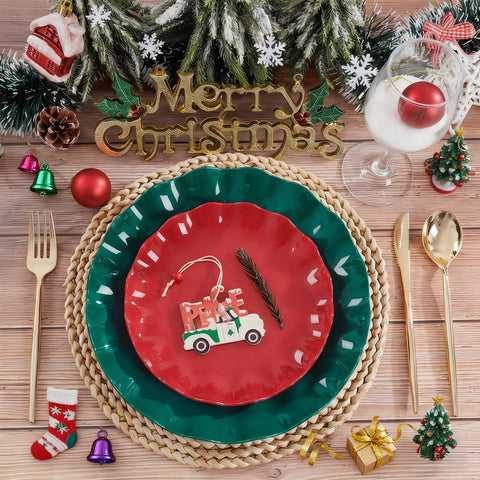 LIYH platos navidad verdes sin BPA, contacto seguro con alimentos
