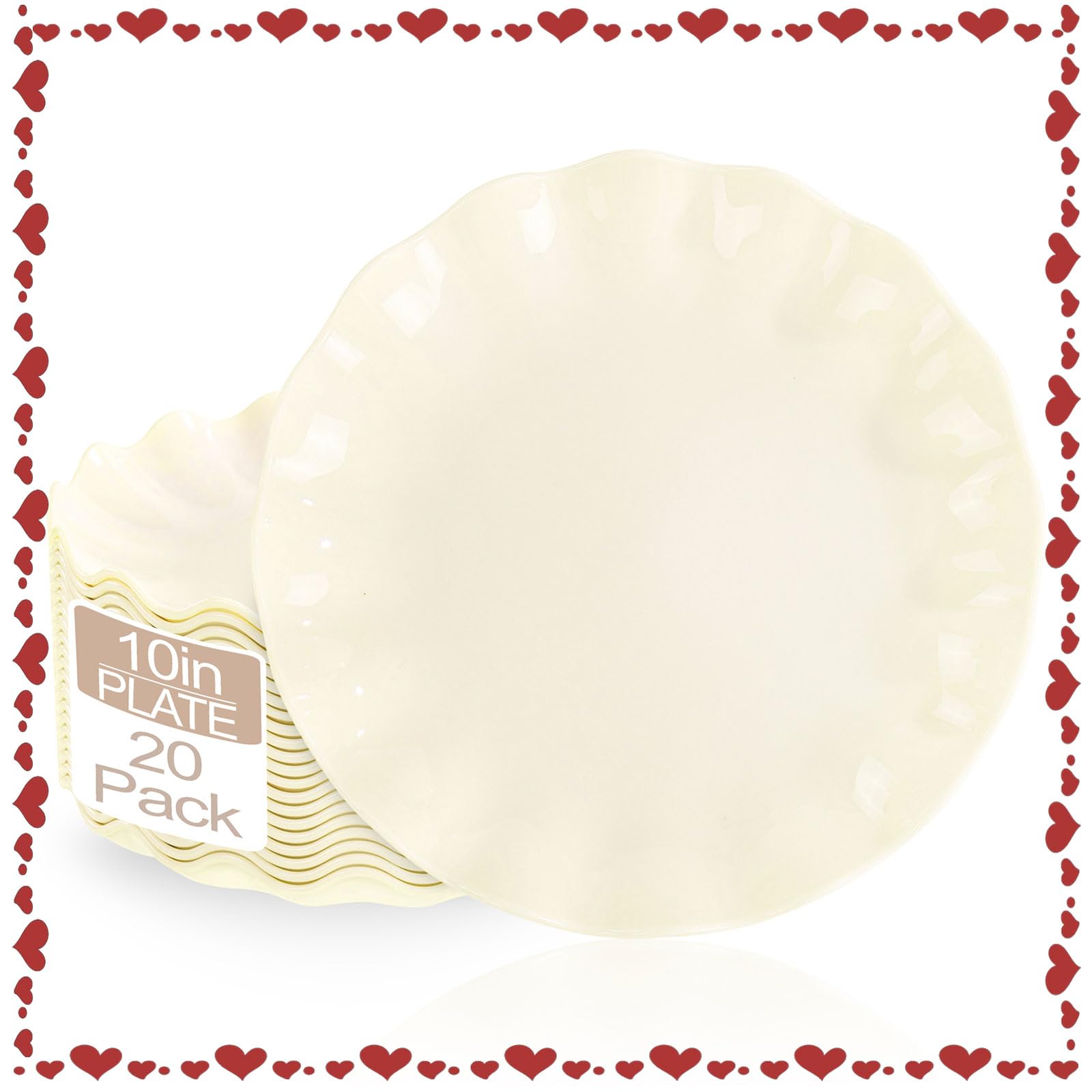 LIYH platos beige de 10" con bordes ondulados, ideales para servir en banquetes.
