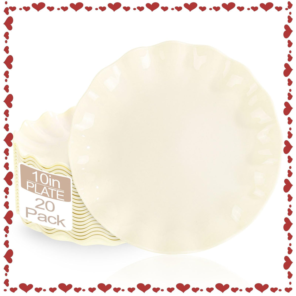 LIYH platos beige de 10" con bordes ondulados, ideales para servir en banquetes.