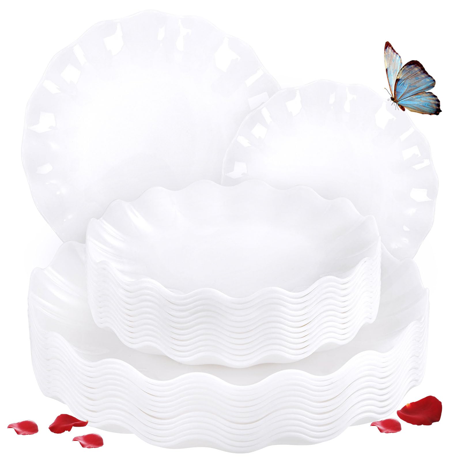 LIYH platos blancos de plástico, inquebrantables para cenas al aire libre