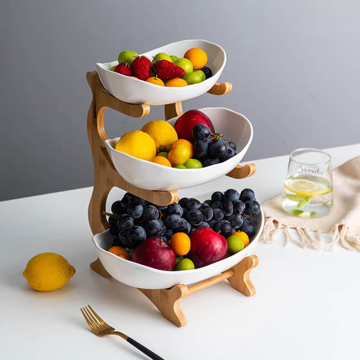 Liywall soporte de madera bambú para bandeja, estable y decorativo