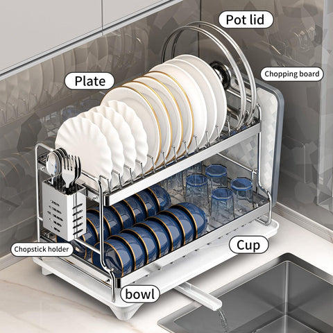 LIZWETEC estante doble en acero inoxidable, duradero para uso diario.