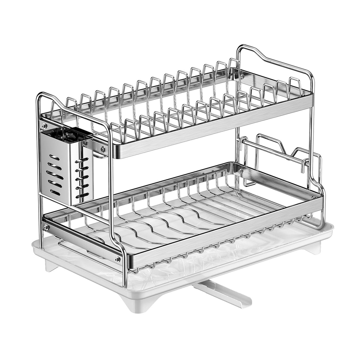 LIZWETEC lavaplatos doble nivel con drenaje, ideal para secar ollas y platos.