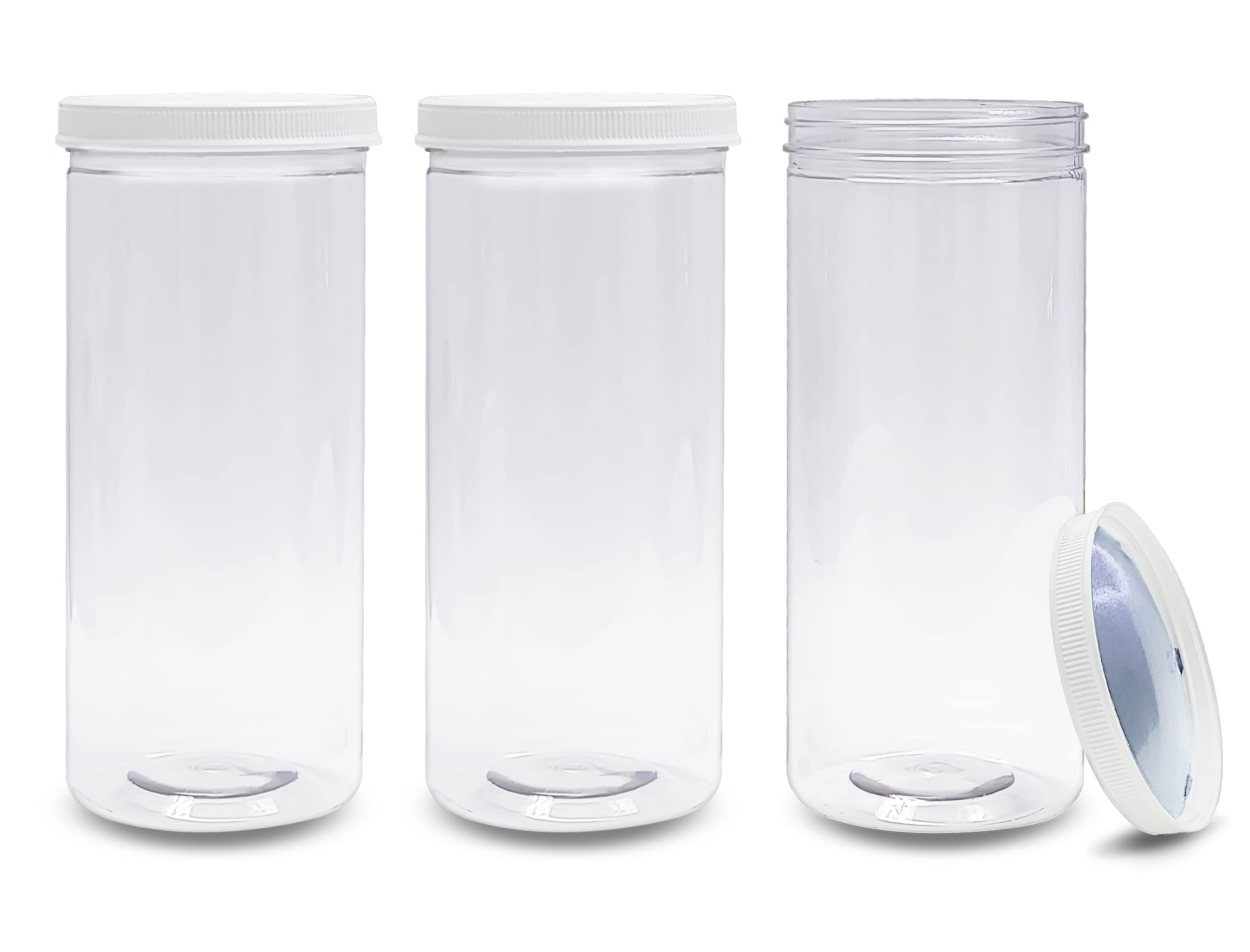 Contenedores LJDeals de PET claros para alimentos de 80 oz, tapa roscada.