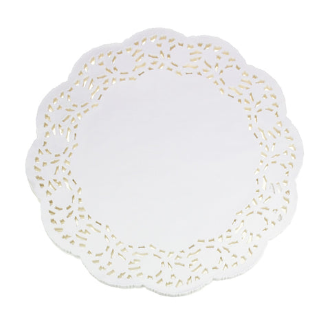 LJY mantelitos de encaje blanco redondos de 34 cm, decoración elegante para bandejas.