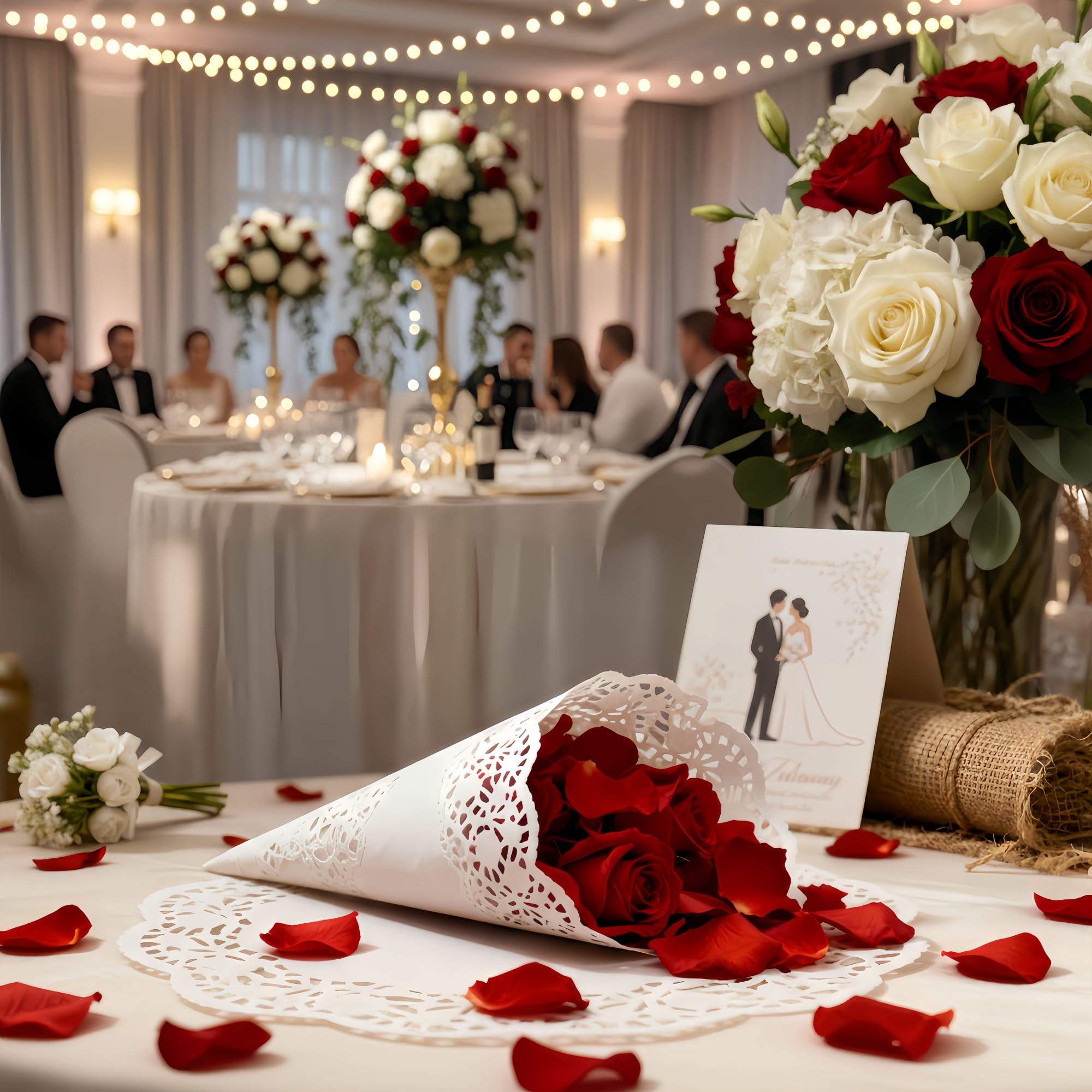 LJY usos para boda con mantelitos de encaje blanco, para servir y envolver.